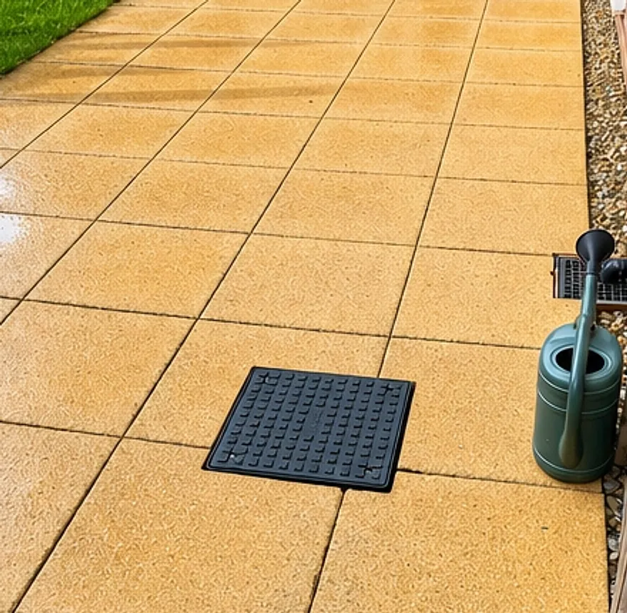 After: clean golden paving slabs
